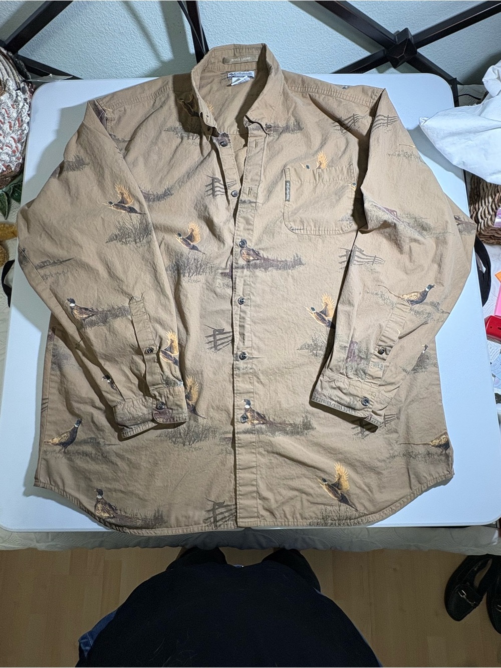 Columbia Tan Printed Long Sleeve Button-Down Shirt #0035